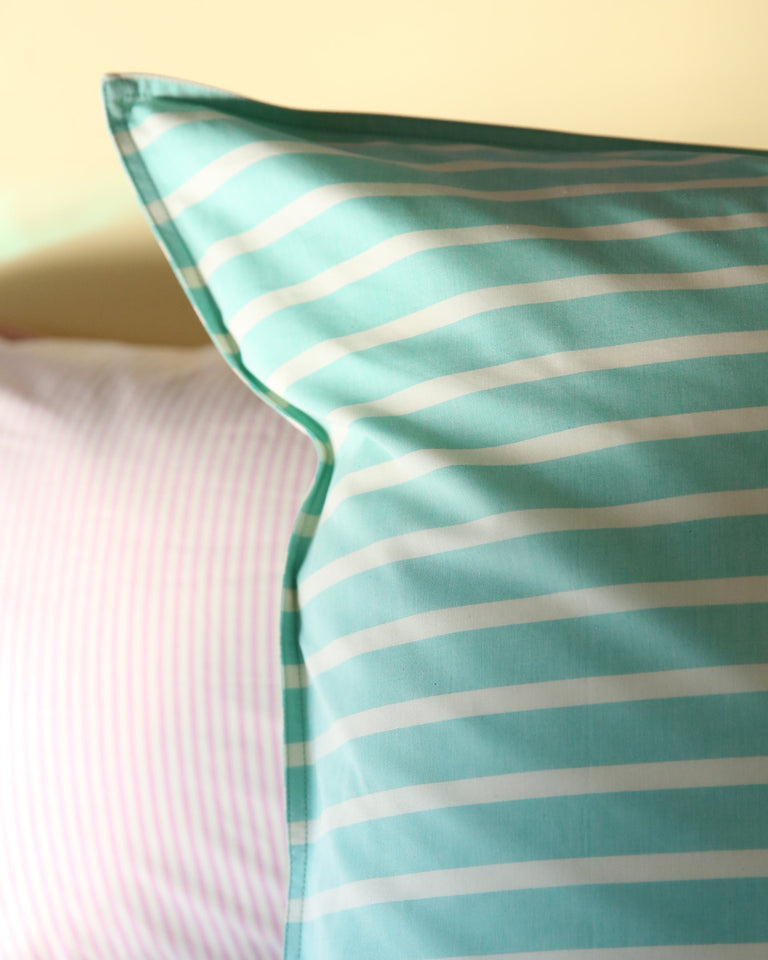 Kussensloop Set Katoen Streep Green Ecru - SUITE702