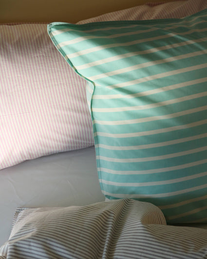 Kussensloop Set Katoen Streep Green Ecru - SUITE702