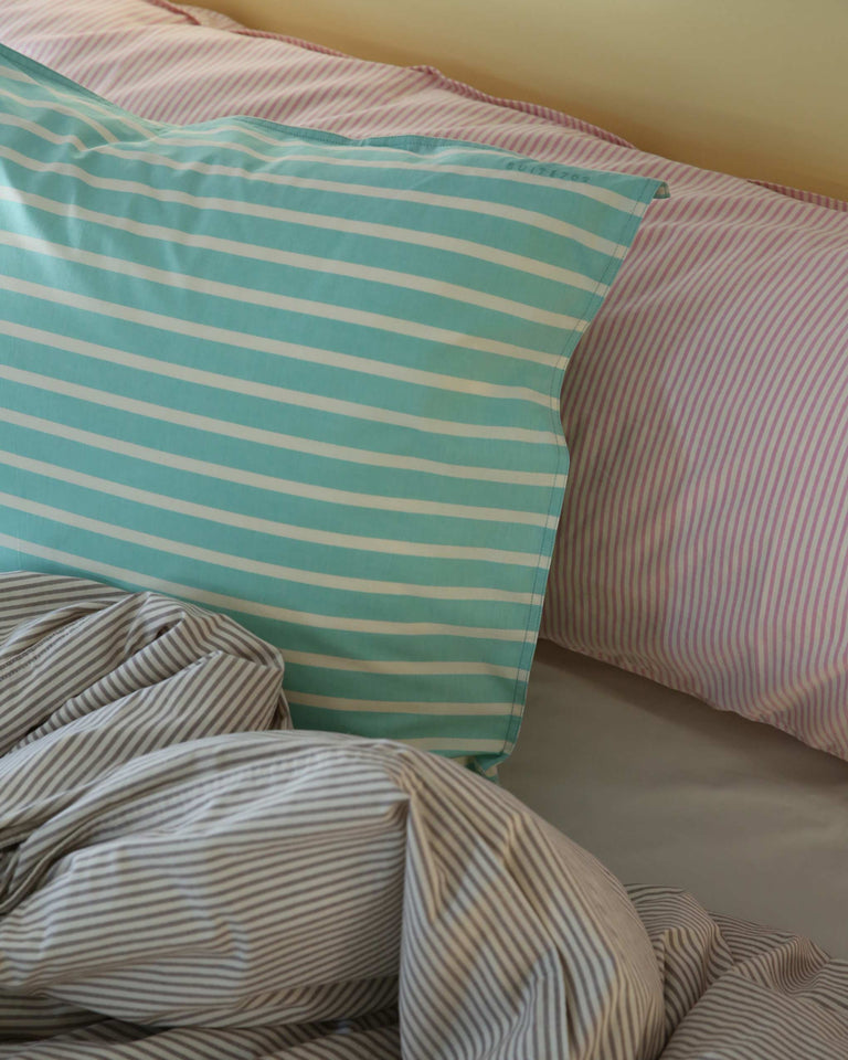 Kussensloop Set Katoen Streep Green Ecru - SUITE702