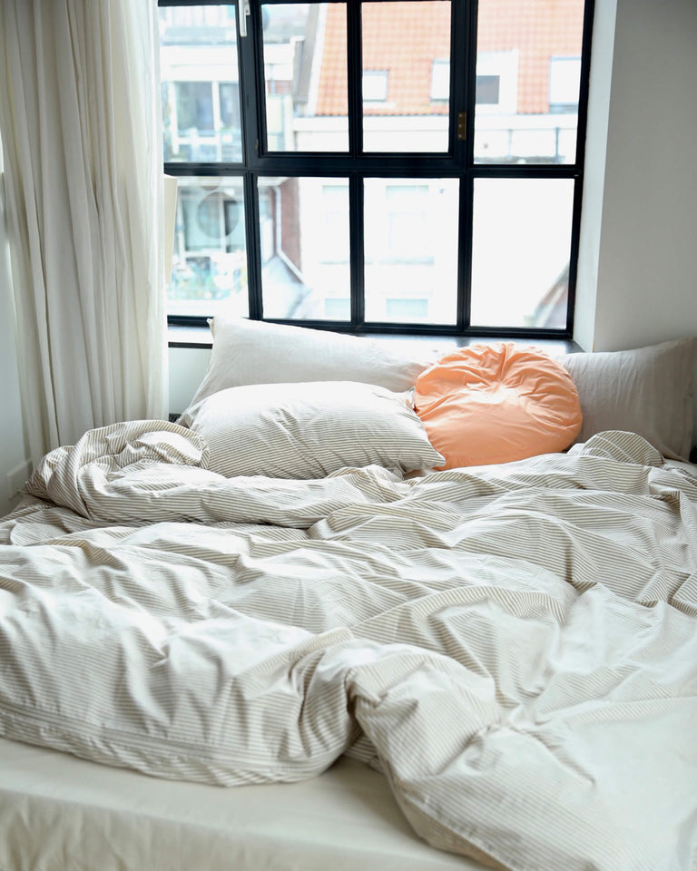 Beddengoed Set Katoen Streep Brown Ecru - SUITE702