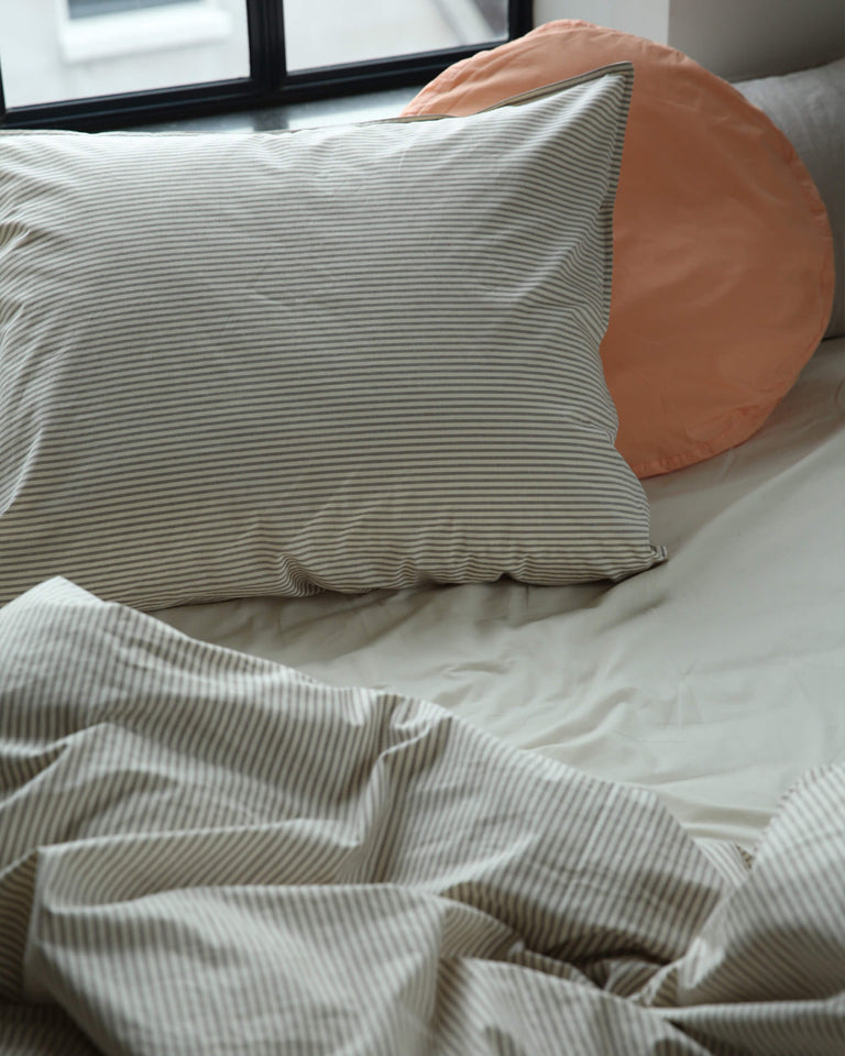 Beddengoed Set Katoen Streep Brown Ecru - SUITE702